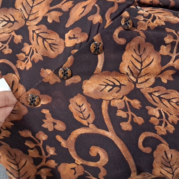 Liz Claiborne Fall Leaf Design Sheer Overlay Layered Maxi Dress. Size 4 - Picture 3 of 12